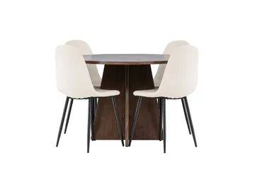 Bootcut Spisegruppe 110 cm Rund med 4 Polar stoler - Mocca/Beige - Møbler - Bord - Spisegruppe