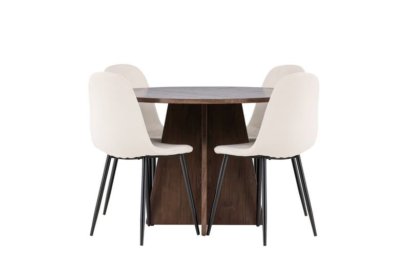 Bootcut Spisegruppe 110 cm Rund med 4 Polar stoler - Mocca/Beige - Møbler - Bord - Spisegruppe