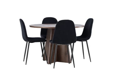 Bootcut Spisegruppe 110 cm Rund med 4 Polar stoler - Mocca/Svart - Møbler - Bord - Spisegruppe