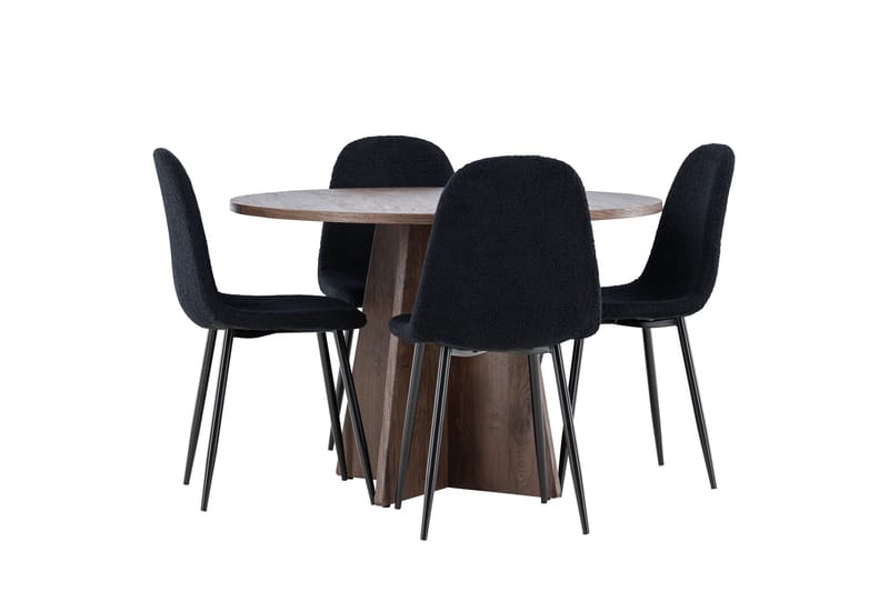 Bootcut Spisegruppe 110 cm Rund med 4 Polar stoler - Mocca/Svart - Møbler - Bord - Spisegruppe