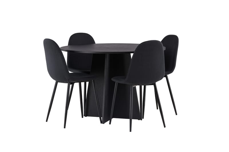 Bootcut Spisegruppe 110 cm Rund med 4 Polar Stoler - Sort - Møbler - Bord - Spisegruppe