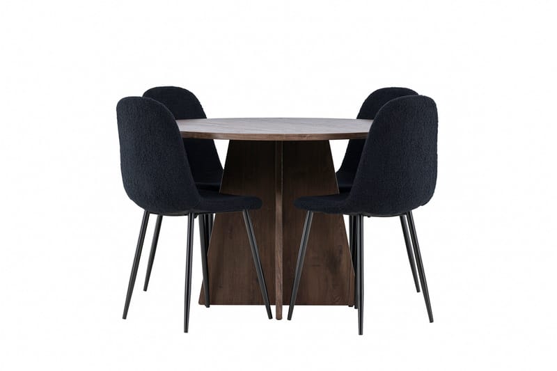 Bootcut Spisegruppe 110 cm Rund med 4 Polar stoler - Mocca/Svart - Møbler - Bord - Spisegruppe