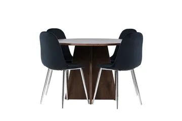 Bootcut Spisegruppe 110 cm Rund med 4 Polar stoler - Mocca/Svart - Møbler - Bord - Spisegruppe