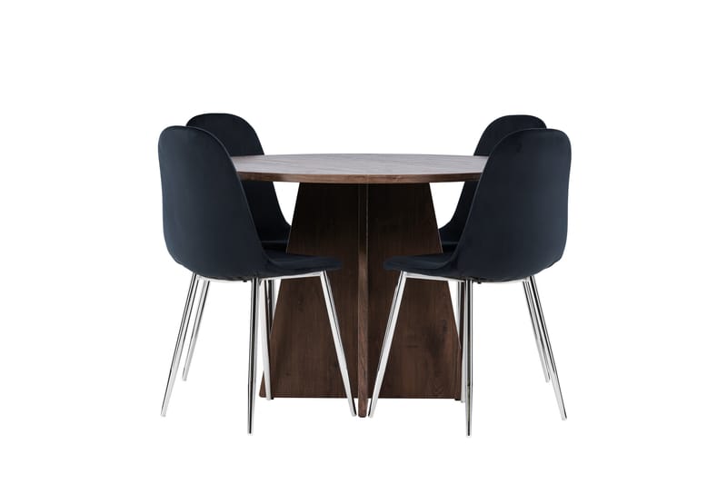 Bootcut Spisegruppe 110 cm Rund med 4 Polar stoler - Mocca/Svart - Møbler - Bord - Spisegruppe