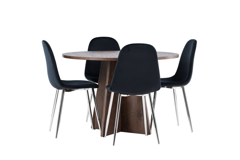 Bootcut Spisegruppe 110 cm Rund med 4 Polar stoler - Mocca/Svart - Møbler - Bord - Spisegruppe