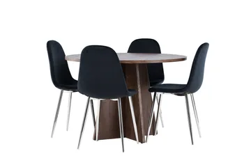 Bootcut Spisegruppe 110 cm Rund med 4 Polar stoler - Mocca/Svart - Møbler - Bord - Spisegruppe