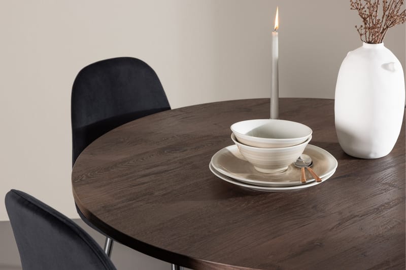 Bootcut Spisegruppe 110 cm Rund med 4 Polar stoler - Mocca/Svart - Møbler - Bord - Spisegruppe