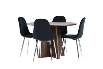 Bootcut Spisegruppe 110 cm Rund med 4 Polar stoler - Mocca/Svart - Møbler - Bord - Spisegruppe