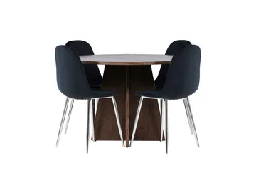 Bootcut Spisegruppe 110 cm Rund med 4 Polar stoler - Mocca/Svart - Møbler - Bord - Spisegruppe