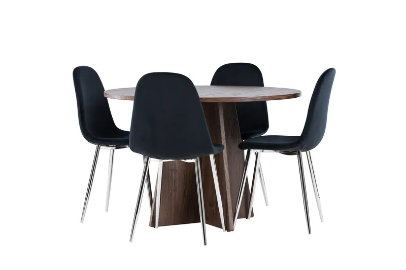Bootcut Spisegruppe 110 cm Rund med 4 Polar stoler - Mocca/Svart - Møbler - Bord - Spisegruppe