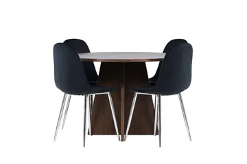 Bootcut Spisegruppe 110 cm Rund med 4 Polar stoler - Mocca/Svart - Møbler - Bord - Spisegruppe