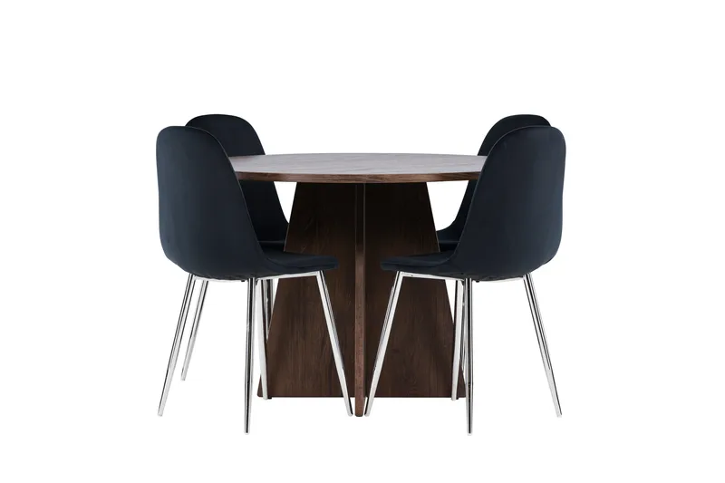 Bootcut Spisegruppe 110 cm Rund med 4 Polar stoler - Mocca/Svart - Møbler - Bord - Spisegruppe