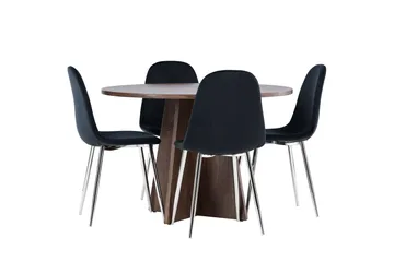 Bootcut Spisegruppe 110 cm Rund med 4 Polar stoler - Mocca/Svart - Møbler - Bord - Spisegruppe