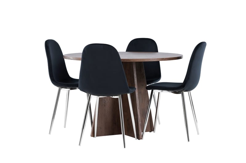 Bootcut Spisegruppe 110 cm Rund med 4 Polar stoler - Mocca/Svart - Møbler - Bord - Spisegruppe