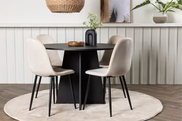 Bootcut Spisegruppe 110 cm Rund med 4 Polar Stoler - Beige - Møbler - Bord - Spisegruppe