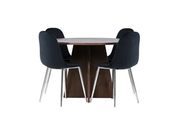 Bootcut Spisegruppe 110 cm Rund med 4 Polar stoler - Mocca/Svart - Møbler - Bord - Spisegruppe