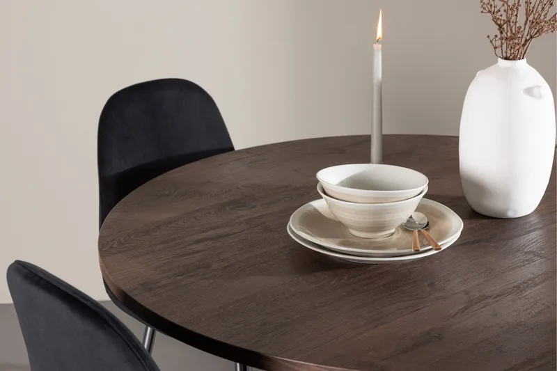 Bootcut Spisegruppe 110 cm Rund med 4 Polar stoler - Mocca/Svart - Møbler - Bord - Spisegruppe