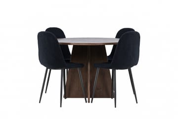 Bootcut Spisegruppe 110 cm Rund med 4 Polar stoler - Mocca/Svart - Møbler - Bord - Spisegruppe