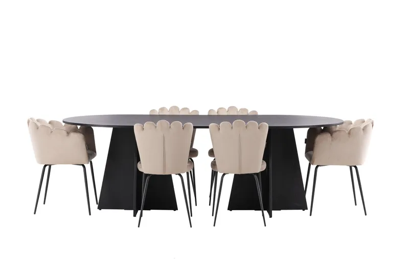 Bootcut Spisegruppe 230 cm Oval med 4 Limhamn Stoler, Beige