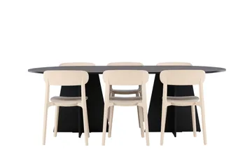 Bootcut Spisegruppe 230 cm Oval med 6 Åstol Stoler - Sort - Møbler - Bord - Spisegruppe