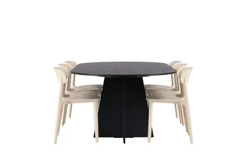 Bootcut Spisegruppe 230 cm Oval med 6 Åstol Stoler - Sort - Møbler - Bord - Spisegruppe