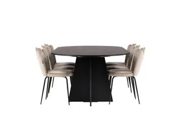 Bootcut Spisegruppe 230 cm Oval med 6 Limhamn Stoler - Beige - Møbler - Bord - Spisegruppe