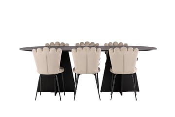 Bootcut Spisegruppe 230 cm Oval med 6 Limhamn Stoler - Beige - Møbler - Bord - Spisegruppe