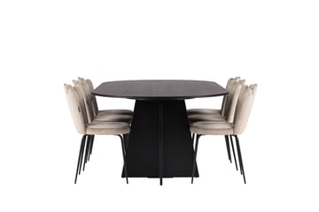 Bootcut Spisegruppe 230 cm Oval med 6 Limhamn Stoler - Beige - Møbler - Bord - Spisegruppe
