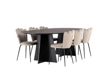Bootcut Spisegruppe 230 cm Oval med 6 Limhamn Stoler - Beige - Møbler - Bord - Spisegruppe