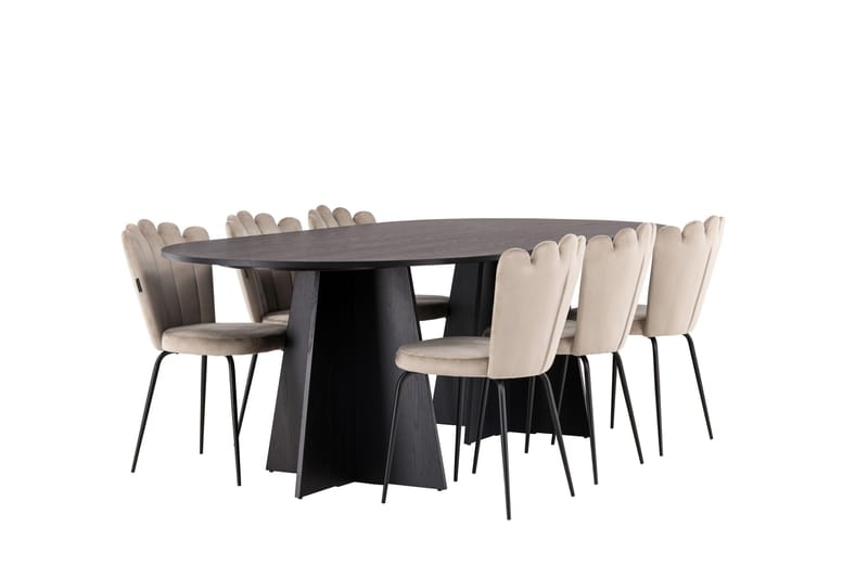 Bootcut Spisegruppe 230 cm Oval med 6 Limhamn Stoler - Beige - Møbler - Bord - Spisegruppe