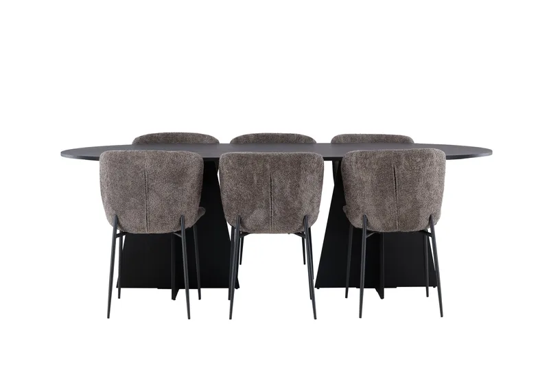 Bootcut Spisegruppe 230 cm Oval med 6 Modesto Stoler, Beige