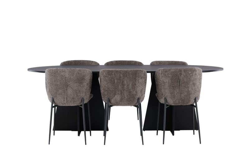 Bootcut Spisegruppe 230 cm Oval med 6 Modesto Stoler, Beige