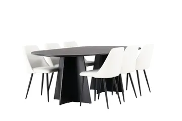 Bootcut Spisegruppe 230 cm Oval med 6 Night Stoler - Sort - Møbler - Bord - Spisegruppe