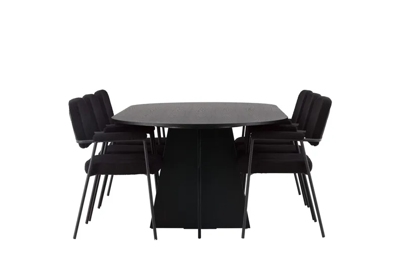 Bootcut Spisegruppe 230 cm Oval med 6 Yesterday Stoler - Sort - Møbler - Bord - Spisegruppe