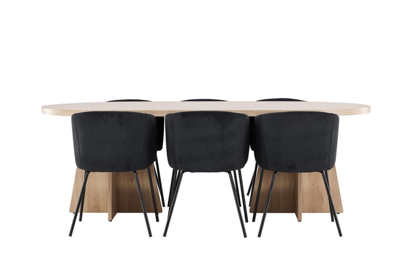 Bootcut Spisegruppe 230 cm Rektangulær med 6 Berit stoler - Whitewash/Sort - Møbler - Bord - Spisegruppe