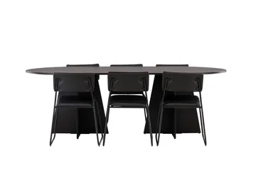 Bootcut Spisegruppe 230 cm Rektangulær med 6 Kenth Stoler - Sort - Møbler - Bord - Spisegruppe
