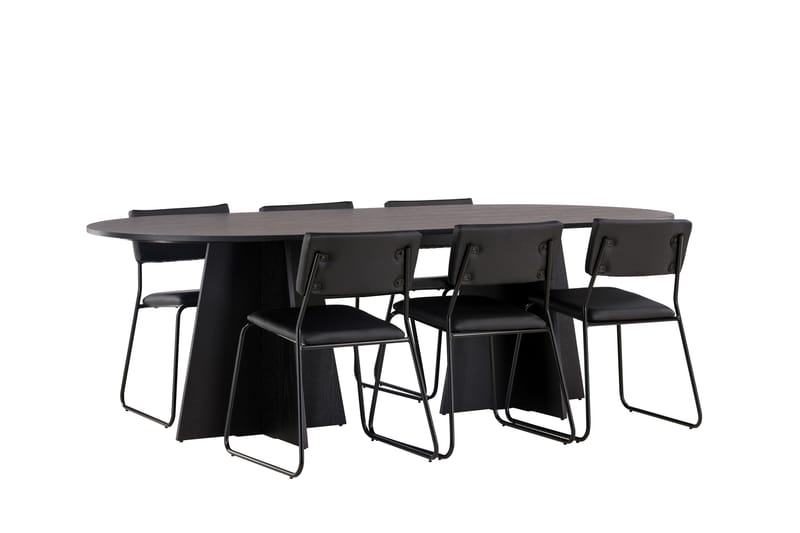 Bootcut Spisegruppe 230 cm Rektangulær med 6 Kenth Stoler - Sort - Møbler - Bord - Spisegruppe