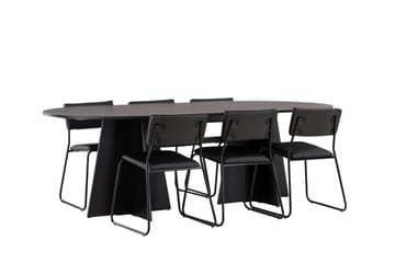 Bootcut Spisegruppe 230 cm Rektangulær med 6 Kenth Stoler - Sort - Møbler - Bord - Spisegruppe