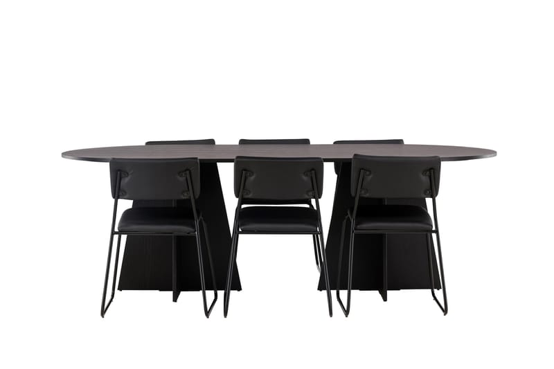 Bootcut Spisegruppe 230 cm Rektangulær med 6 Kenth Stoler, Sort