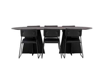 Bootcut Spisegruppe 230 cm Rektangulær med 6 Kenth Stoler - Sort - Møbler - Bord - Spisegruppe