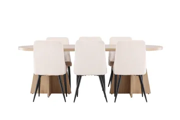 Bootcut Spisegruppe 230 cm Rektangulær med 6 Leone stoler - Whitewash/Beige - Møbler - Bord - Spisegruppe