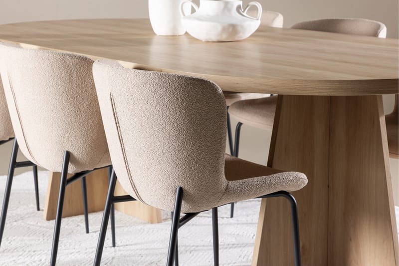 Bootcut Spisegruppe 230 cm Rektangulær med 6 Modesto stoler - Whitewash/Beige - Møbler - Bord - Spisegruppe