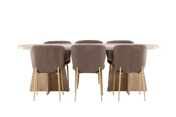 Bootcut Spisegruppe 230 cm Rektangulær med 6 Modesto stoler - Whitewash/Brun - Møbler - Bord - Spisegruppe