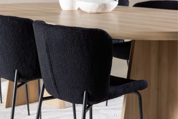 Bootcut Spisegruppe 230 cm Rektangulær med 6 Modesto stoler - Whitewash/Sort - Møbler - Bord - Spisegruppe