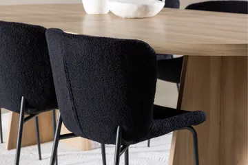 Bootcut Spisegruppe 230 cm Rektangulær med 6 Modesto stoler - Whitewash/Sort - Møbler - Bord - Spisegruppe