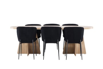 Bootcut Spisegruppe 230 cm Rektangulær med 6 Modesto stoler - Whitewash/Sort - Møbler - Bord - Spisegruppe