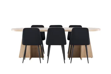 Bootcut Spisegruppe 230 cm Rektangulær med 6 Night stoler - Whitewash/Sort - Møbler - Bord - Spisegruppe