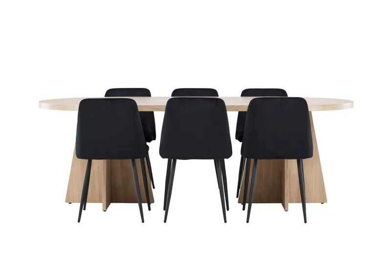 Bootcut Spisegruppe 230 cm Rektangulær med 6 Night stoler - Whitewash/Sort - Møbler - Bord - Spisegruppe