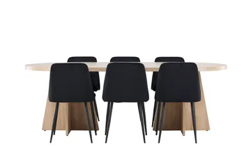 Bootcut Spisegruppe 230 cm Rektangulær med 6 Night stoler - Whitewash/Sort - Møbler - Bord - Spisegruppe