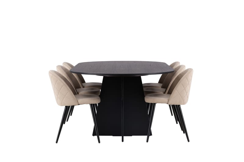 Bootcut Spisegruppe 230 cm Rektangulær med 6 Velvet Stoler - Beige - Møbler - Bord - Spisegruppe